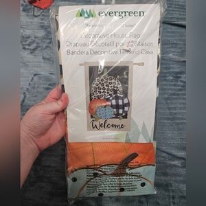 Evergreen Stacked Pumpkin Fall Decorative House Flag!